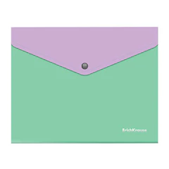 Папка-конверт с кнопкой ERICH KRAUSE &laquo;Matt Pastel Bloom&raquo;, А5+, до 120 л., с карманом, ассорти, 0,18 мм, 61150