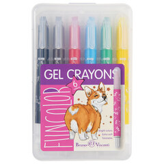 Мелки гелевые BRUNO VISCONTI FunColor, пластиковый корпус, выкручивающиеся, 8 мм, 6 цветов, 31-0017