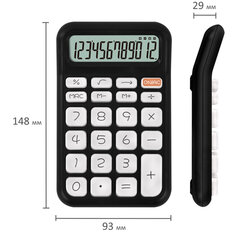 Калькулятор настольный BRAUBERG KW-500-BK (93&times;148 мм), 3D-кнопки, 12 разрядов, черный, 272954