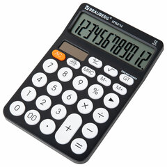 Калькулятор настольный BRAUBERG STYLE-12-BK (157&times;106 мм), 12 разрядов, двойное питание, ЧЕРНЫЙ, 272965