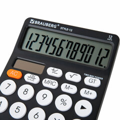 Калькулятор настольный BRAUBERG STYLE-12-BK (157&times;106 мм), 12 разрядов, двойное питание, ЧЕРНЫЙ, 272965