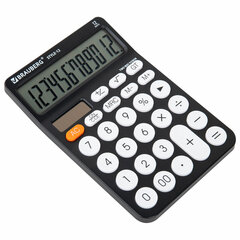 Калькулятор настольный BRAUBERG STYLE-12-BK (157&times;106 мм), 12 разрядов, двойное питание, ЧЕРНЫЙ, 272965