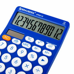 Калькулятор настольный BRAUBERG STYLE-12-BL (157&times;106 мм), 12 разрядов, двойное питание, СИНИЙ, 272966