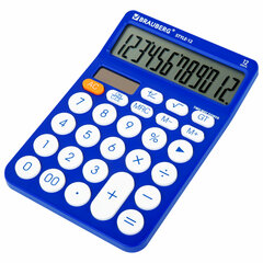 Калькулятор настольный BRAUBERG STYLE-12-BL (157&times;106 мм), 12 разрядов, двойное питание, СИНИЙ, 272966