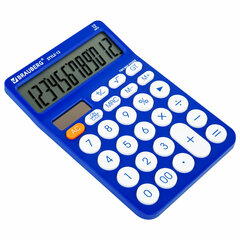 Калькулятор настольный BRAUBERG STYLE-12-BL (157&times;106 мм), 12 разрядов, двойное питание, СИНИЙ, 272966