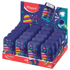 Точилка с ластиком 2 в 1 MAPED (Франция) &laquo;Pixel Party Connect&raquo;, 2 отверстия, 049223