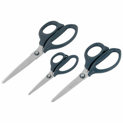Ножницы BRAUBERG &laquo;BOMB&raquo; 3 шт. (130, 170, 210 мм), темно-серые ручки, ВЫГОДНАЯ УПАКОВКА, 272980