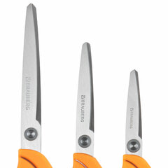 Ножницы BRAUBERG &laquo;PROFESSIONAL&raquo; 3 шт. (135, 180, 210 мм), серо-оранжевые ручки, ВЫГОДНАЯ УПАКОВКА, 272981