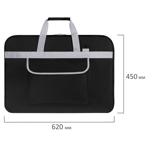 Сумка для художника СУПЕР РАЗМЕР А2+ (62 см х 45 см), чёрная, накладной карман, BRAUBERG ART CLASSIC, 272986 - фото 10