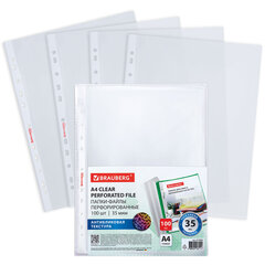 Изображение товара Перфорированные папки-файлы BRAUBERG PIXEL А4, 100 шт, 35 мкм, прозрачные