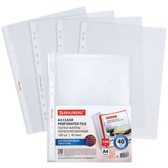 Изображение товара Папки-файлы перфорированные А4 BRAUBERG PIXEL 100 шт 40 мкм прозрачные