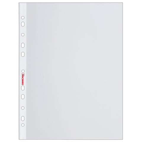 Папки-файлы перфорированные А4 ОФИСМАГ "Стандарт", КОМПЛЕКТ 100 шт., гладкие, 45 мкм, 273010 - фото 7