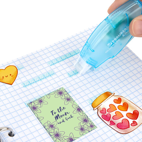 Клей-лента BRAUBERG STANDARD, 6 мм х 8 м, корпус матовый голубой , блистер, 273027