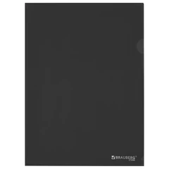 Папка-уголок прозрачная А4 BRAUBERG UNIVERSAL, черная, 0,10 мм, со штрихкодом, 273046