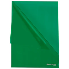 Папка-уголок прозрачная А4 BRAUBERG UNIVERSAL, зеленая, 0,10 мм, со штрихкодом, 273048