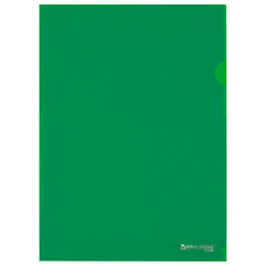 Папка-уголок прозрачная А4 BRAUBERG UNIVERSAL, зеленая, 0,10 мм, со штрихкодом, 273048