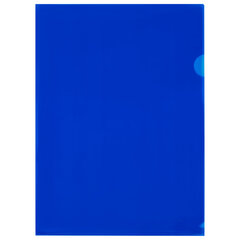 Папка-уголок жесткая прозрачная А4 BRAUBERG UNIVERSAL, синяя, 0,15 мм, со штрихкодом, 273050