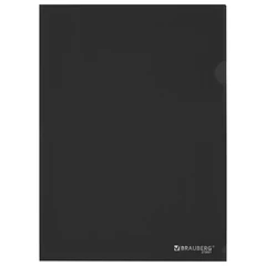 Папка-уголок жесткая прозрачная А4 BRAUBERG UNIVERSAL, черная, 0,15 мм, со штрихкодом, 273051