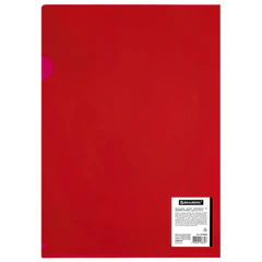 Папка-уголок жесткая, непрозрачная (тонированная), А4, BRAUBERG &laquo;UNIVERSAL&raquo;, красная, 0,18 мм, 273058