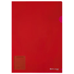 Папка-уголок жесткая, непрозрачная (тонированная), А4, BRAUBERG &laquo;UNIVERSAL&raquo;, красная, 0,18 мм, 273058
