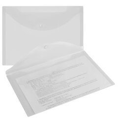 Папка-конверт с кнопкой МАЛОГО ФОРМАТА, А5, BRAUBERG &laquo;UNIVERSAL&raquo;, прозрачная, 0,15 мм, 273065