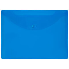 Папка-конверт с кнопкой прозрачная МАЛОГО ФОРМАТА, А5, BRAUBERG &laquo;UNIVERSAL&raquo;, синяя, 0,15 мм, 273066