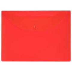 Папка-конверт с кнопкой прозрачная МАЛОГО ФОРМАТА, А5, BRAUBERG &laquo;UNIVERSAL&raquo;, красная, 0,15 мм, 273068