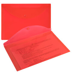 Папка-конверт с кнопкой прозрачная МАЛОГО ФОРМАТА, А5, BRAUBERG &laquo;UNIVERSAL&raquo;, красная, 0,15 мм, 273068