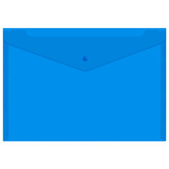 Папка-конверт с кнопкой прозрачная А4, BRAUBERG &laquo;UNIVERSAL&raquo;, до 100 листов, синяя, 0,15 мм, 273071