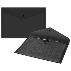 Папка-конверт с кнопкой прозрачная А4, BRAUBERG &laquo;UNIVERSAL&raquo;, до 100 листов, черная, 0,15 мм, 273072