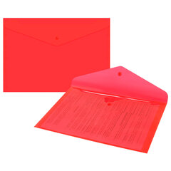 Папка-конверт с кнопкой прозрачная А4, BRAUBERG &laquo;UNIVERSAL&raquo;, до 100 листов, красная, 0,15 мм, 273073