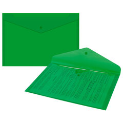 Папка-конверт с кнопкой прозрачная А4 BRAUBERG UNIVERSAL, до 100 листов, зеленая, 0,15 мм, 273074