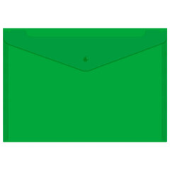 Папка-конверт с кнопкой прозрачная А4 BRAUBERG UNIVERSAL, до 100 листов, зеленая, 0,15 мм, 273074
