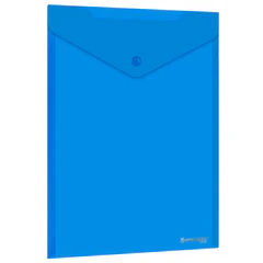 Папка-конверт с кнопкой прозрачная А4 BRAUBERG UNIVERSAL, вертикальная, синяя, 0,15 мм, 273076