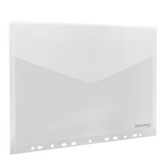 Папка-конверт с перфорацией А4, BRAUBERG &laquo;UNIVERSAL&raquo;, КОМПЛЕКТ 10 шт., прозрачная, 0,15 мм, 273078
