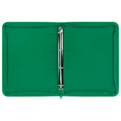 Папка объемная на молнии пластиковая на 4 кольцах, 35 мм, А4, BRAUBERG PIXEL, темно-зеленая, 0,7 мм, 273079