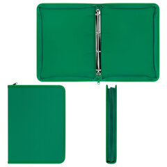 Папка объемная на молнии пластиковая на 4 кольцах, 35 мм, А4, BRAUBERG PIXEL, темно-зеленая, 0,7 мм, 273079