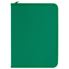 Папка объемная на молнии пластиковая на 4 кольцах, 35 мм, А4, BRAUBERG PIXEL, темно-зеленая, 0,7 мм, 273079