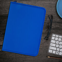 Папка объемная на молнии пластиковая на 4 кольцах, 35 мм, А4, BRAUBERG PIXEL, темно-синяя, 0,7 мм, 273080