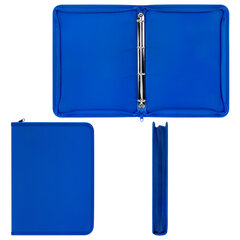 Папка объемная на молнии пластиковая на 4 кольцах, 35 мм, А4, BRAUBERG PIXEL, темно-синяя, 0,7 мм, 273080