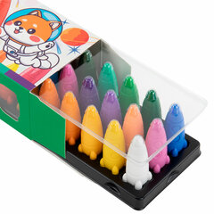 Восковые мелки фигурные BRAUBERG KIDS &laquo;РАКЕТА&raquo;, НАБОР 24 цвета + НАКЛЕЙКИ В ПОДАРОК, 273083