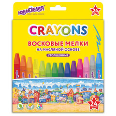 Восковые мелки утолщенные на масляной основе ЮНЛАНДИЯ &laquo;ДОМИКИ&raquo;, 24 цвета, 273091