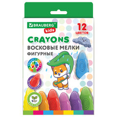 Восковые мелки фигурные BRAUBERG KIDS &laquo;Капельки&raquo;, 12 цветов, 273094