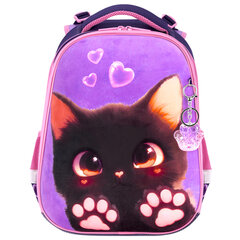 Ранец BRAUBERG PREMIUM, 2 отделения, с брелоком, &laquo;Paw prints&raquo;, велюровая панель, 38&times;29&times;16 см, 273098