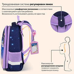 Ранец BRAUBERG PREMIUM, 2 отделения, с брелоком, "Кот с бабочками", СВЕТЯЩИЙСЯ, 38х29х16 см, 273099