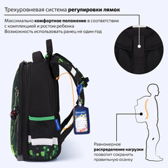Ранец BRAUBERG PREMIUM, 2 отделения, с брелоком, "Кибер-паук", ЛАМПОЧКИ, 38х29х16 см, 273101