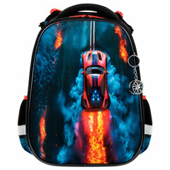 Ранец BRAUBERG PREMIUM, 2 отделения, с брелоком, &laquo;Foggy car&raquo;, 3D-панель, 38&times;29&times;16 см, 273103