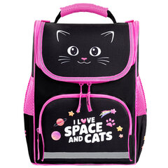 Ранец ПИФАГОР BASIC, 1 отделение, 3 кармана, эргономичная спинка, &laquo;Dark kitten&raquo;, 35&times;28&times;18 см, 273134