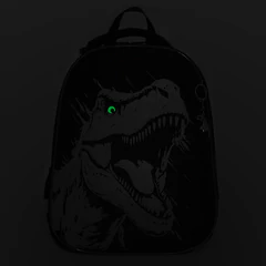 Ранец BRAUBERG SHINY, 2 отделения, с брелоком, &laquo;Разъяренный динозавр&raquo;, СВЕТЯЩИЙСЯ РИСУНОК, 38&times;28&times;14 см, 273143
