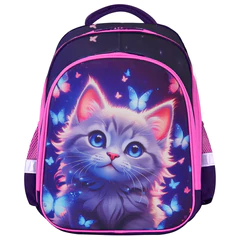 Ранец BRAUBERG KIDS STANDARD, 2 отделения, &laquo;Любознательный кот&raquo;, 36&times;28&times;14 см, 273145